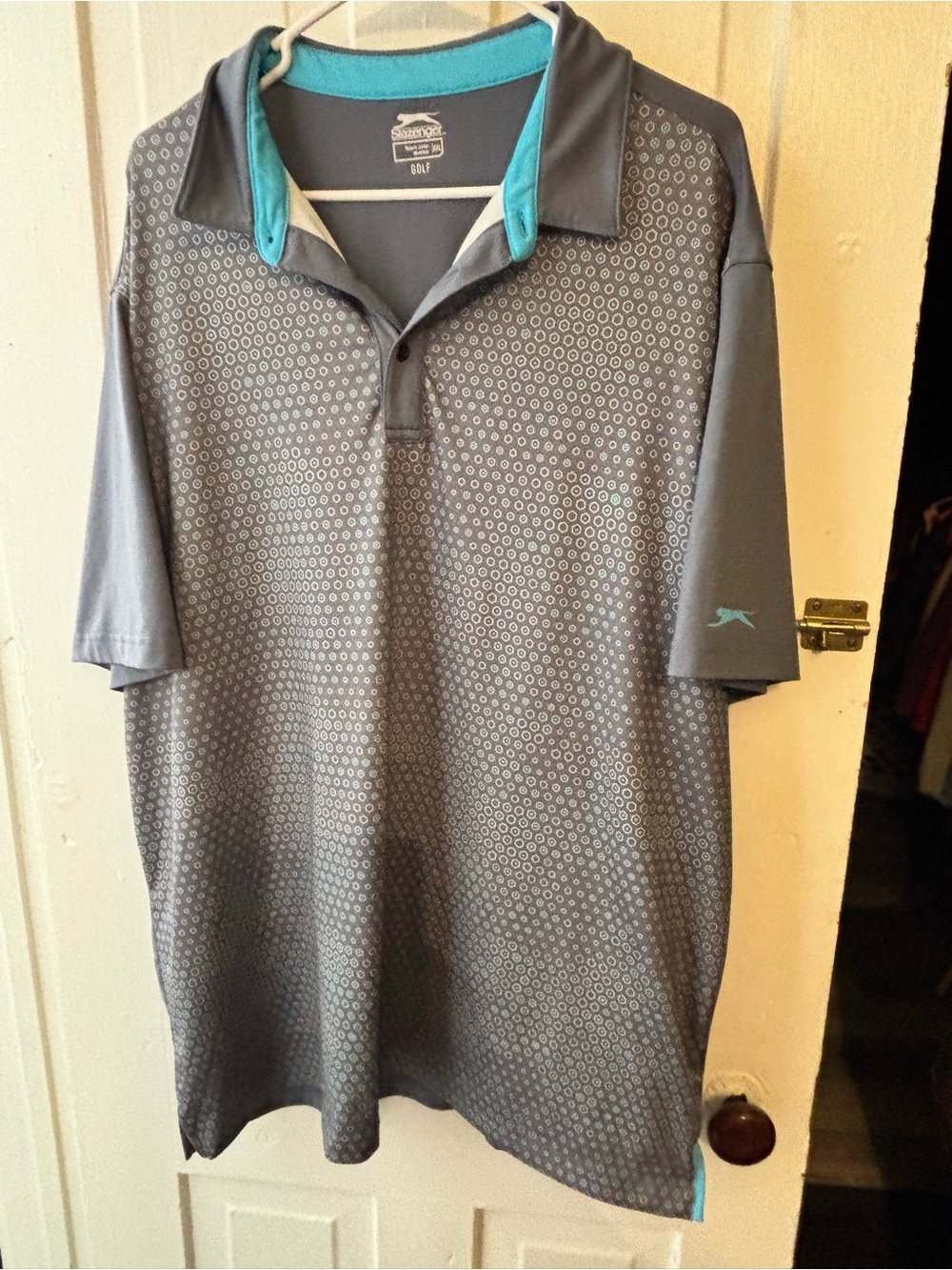 Slazenger Gray Polo with Teal Collar Accents